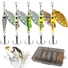 5Pcs Metal Spinner Spoon Fishing Lure with Treble Hooks Rotating Sequins Bait