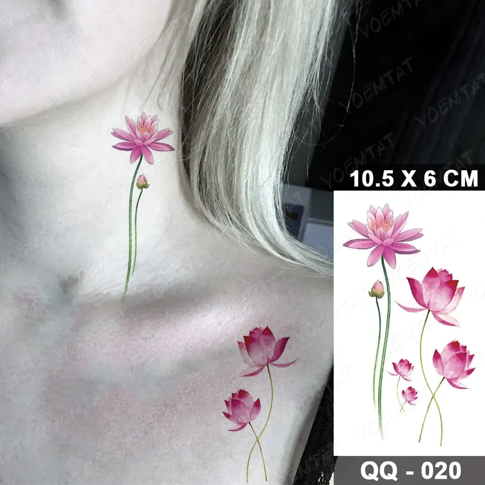 Waterproof Temporary Tattoo Sticker Small Lines Flowers Flash Tatoo Geometry Hand Arm Wrist Fake Tatto For Body Art Women Child