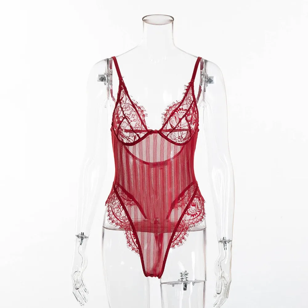 Lace Bodysuit Women Floral Embroidery Perspective Sexy Bodysuit 2020 Ladies Skinny Summer Overalls Body Femme