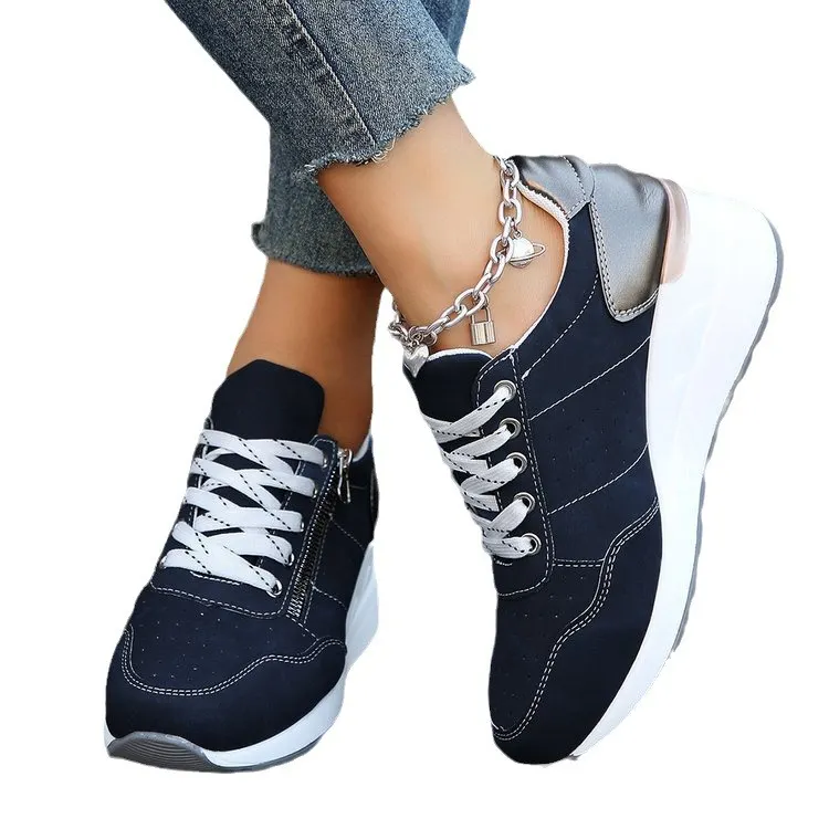 Qengg Qengg Fashion Sneakers Women's 2024 Spring And Autumn New Thick Bottom Wear Shallow Casual Shoes Women
