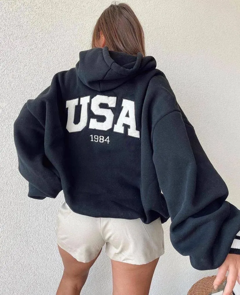 Nigikala Nigikala Women's Casual Fashion Print Thicken With Long-Sleeved Hooded Hoodie Women