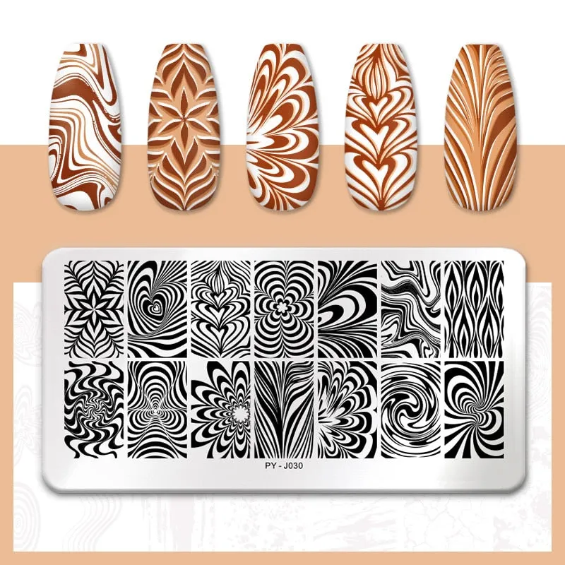 PICT YOU  Nail Stamping Plates Line Pictures Stencil Stainless Steel Nail Design for Printing Nail Art Image Plate Tool-Nail Inspo