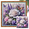 (Multi Style)Rose Butterfly-Full Embroidery 3 Strands 11CT Stamped Cross Stitch-45*45CM
