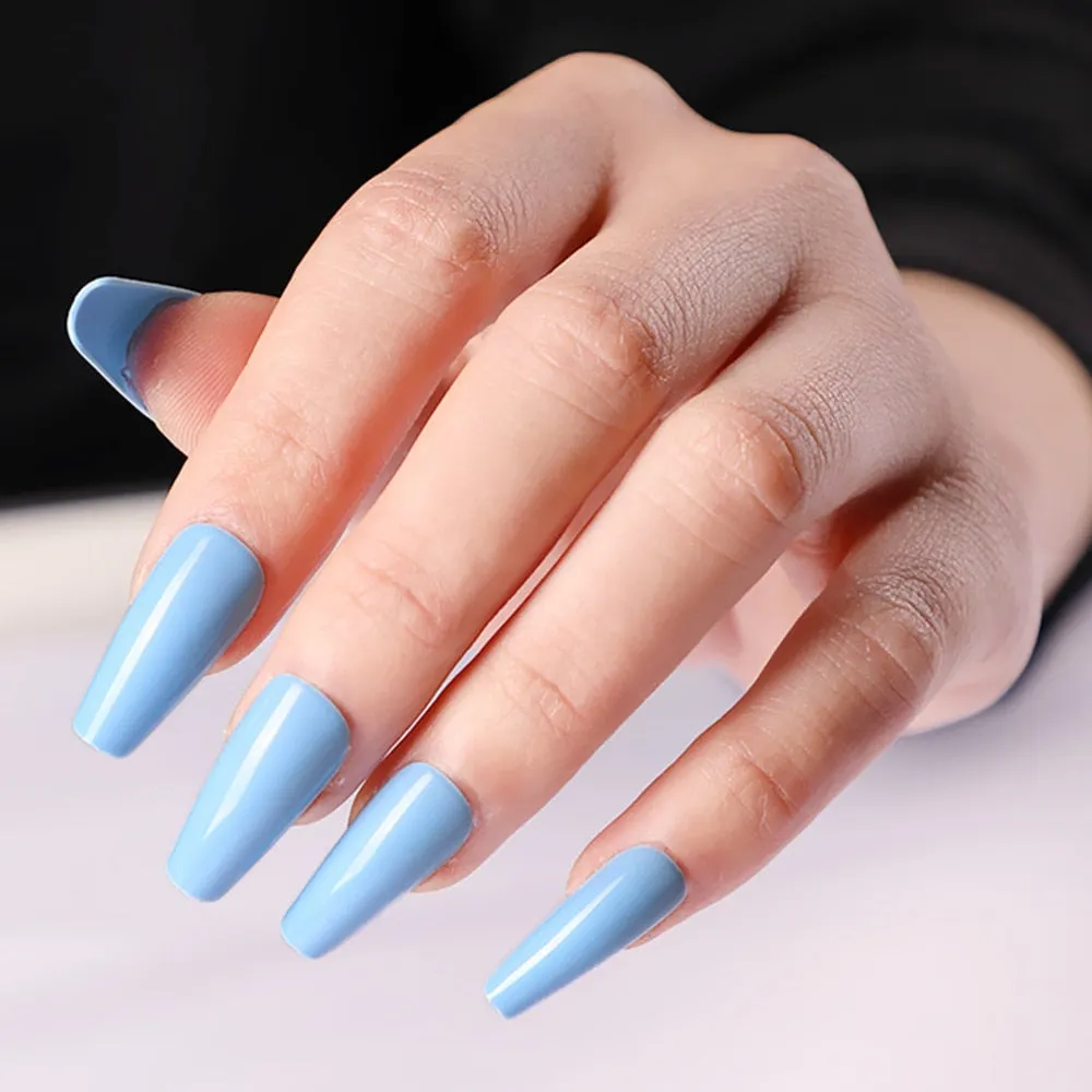 24Pcs Glossy Black Long Stiletto Fake Nail Ballerina Coffin False Nails For Design DIY Full Cover Lady Finger Tips Manicure Tool-Nail Inspo