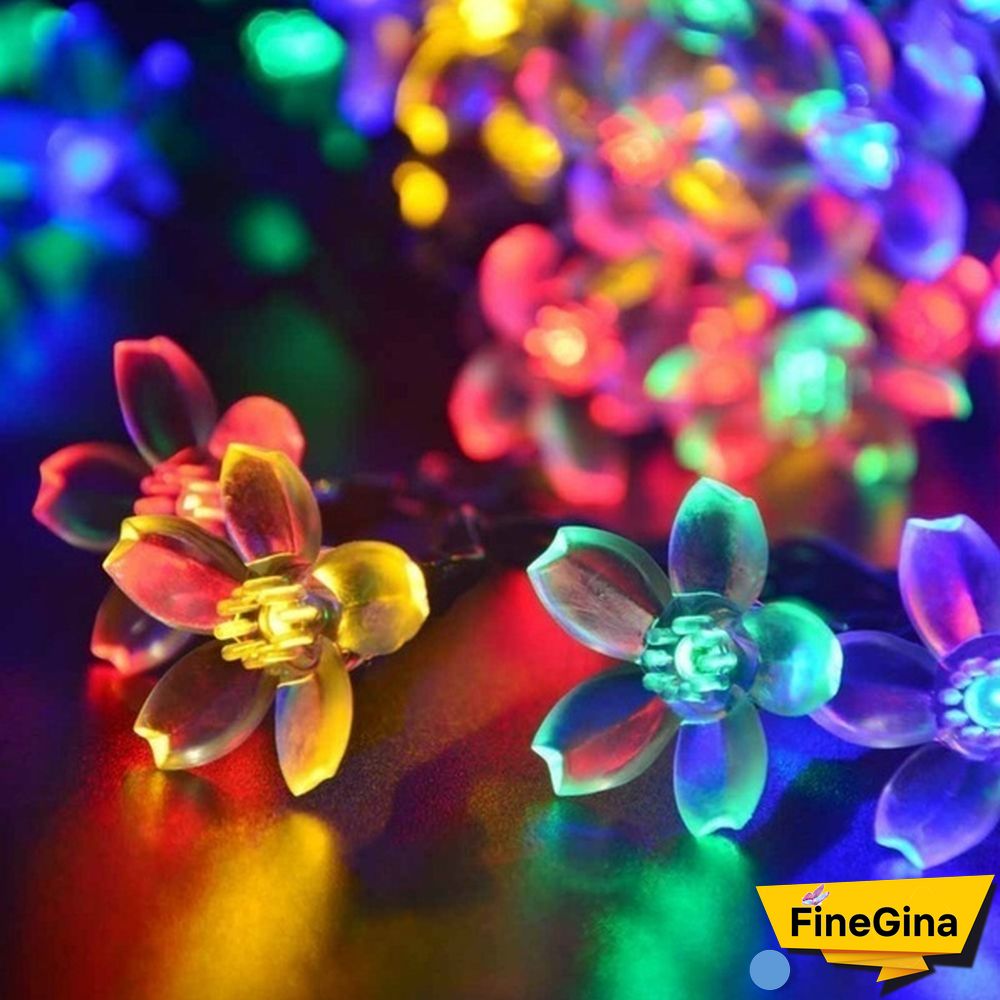 Outdoor Solar Fairy Lights Cherry Blossoms Solar Christmas Lighting For The Courtyard Outdoor Decorative Lighting Colourful Lamp