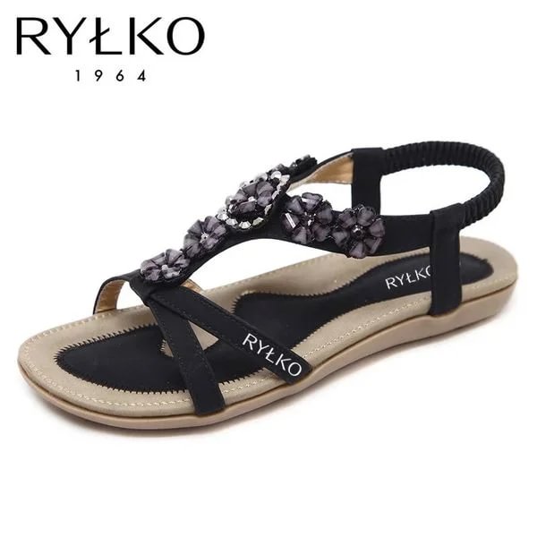 RYLKO&reg; 2024 női strandszand&aacute;l f&eacute;nyes vir&aacute;gokkal, k&eacute;nyelmes &eacute;s k&ouml;nnyű