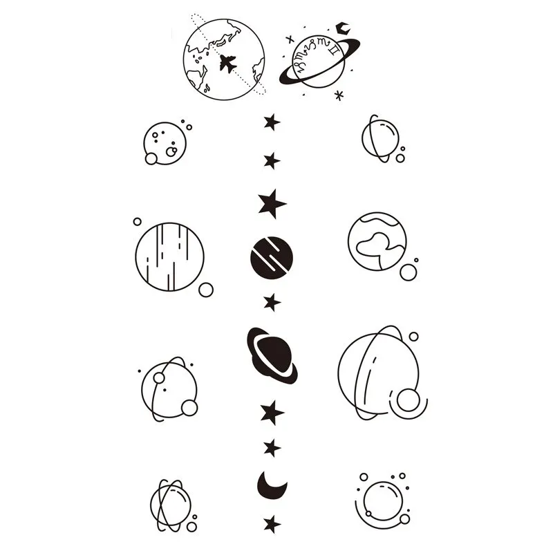 Sdrawing Temporary Tattoo Stickers Butterfly Snake Rose Flower Gun Dark Flash Small Women Body Art Wrist Neck Fake Tattoos Men