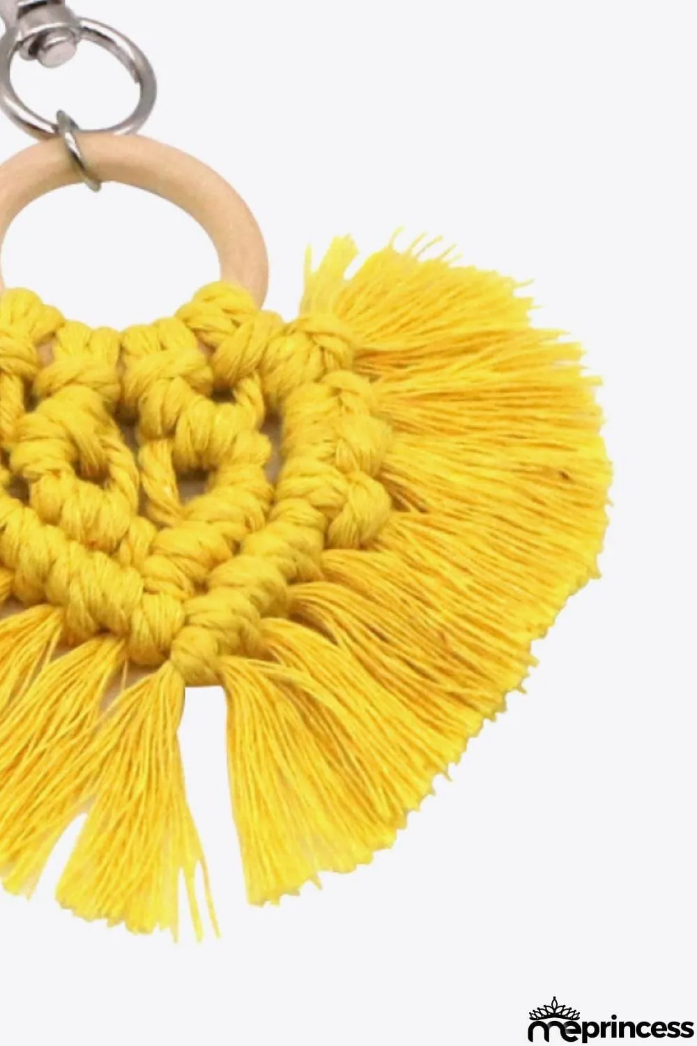 Assorted 4-Pack Heart-Shaped Macrame Fringe Keychain