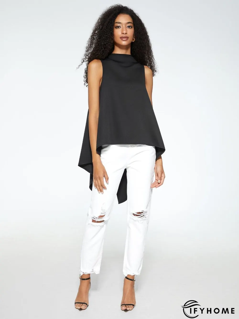 Elegant Turtleneck Shift Solid Top | IFYHOME