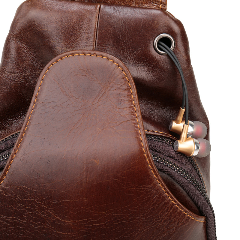 Vintage Soft Genuine Leather Chest Bag With Large Capacity