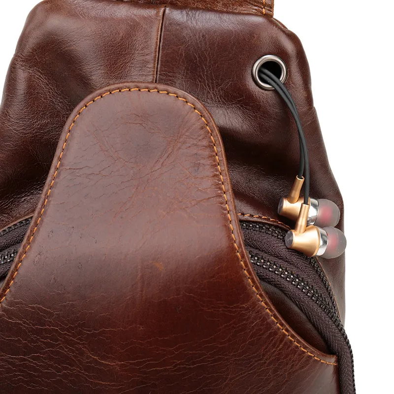 Vintage Soft Genuine Leather Chest Bag With Large Capacity