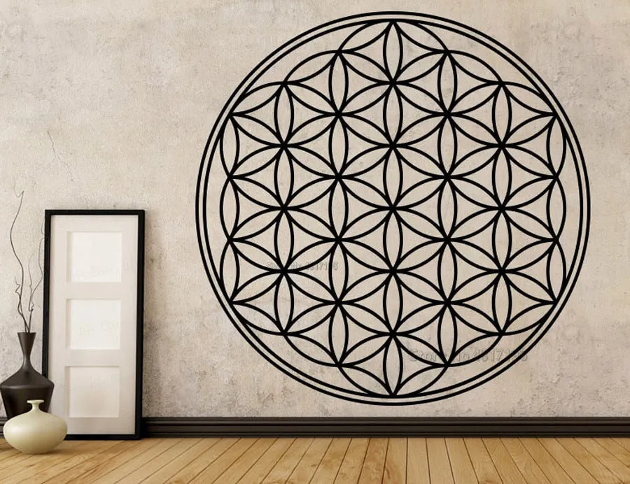 Flower Of Life Wall Art Vinyl Decal Mandala Flower Geometry Wall Stickers Seed Of Life Wall Decoration Yoga Studio Home Decor