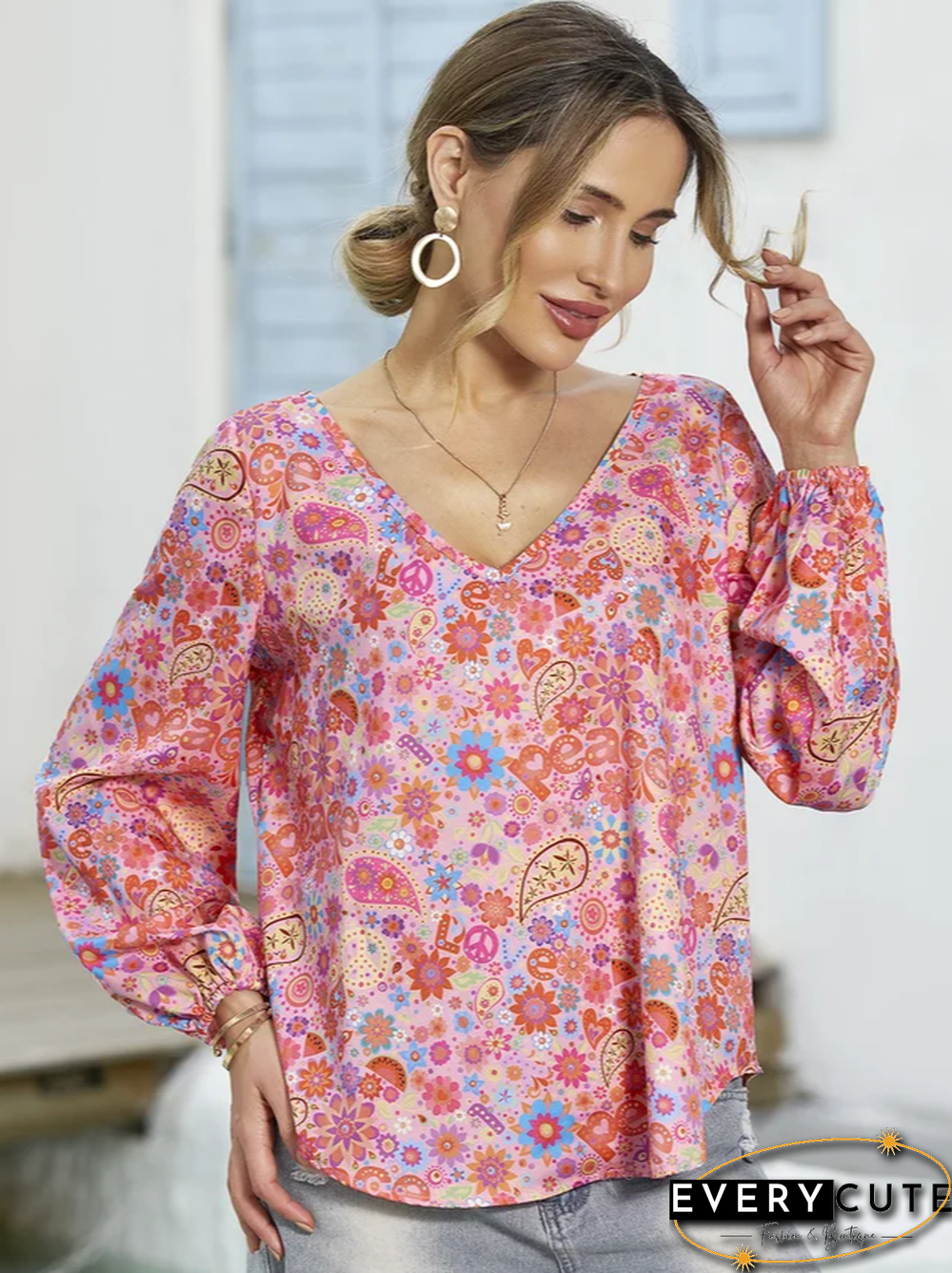 Women's Cotton Floral Print Top