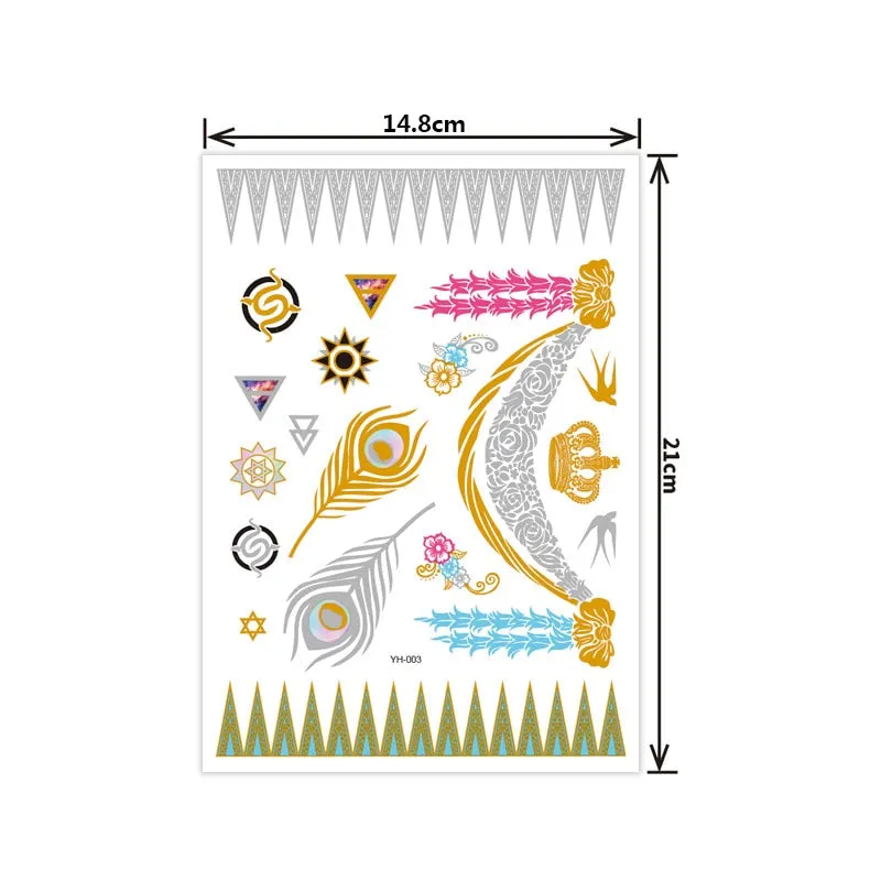 Hot bronzing tattoo stickers waterproof sweat not easy to smudge bronzing temporary tattoo stickers fashion tattoo stickers