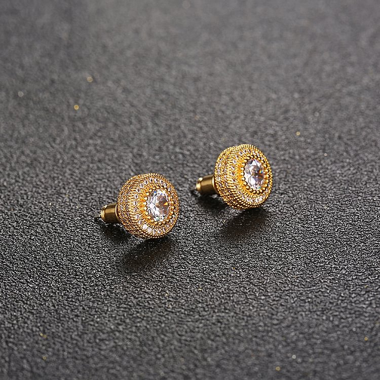 Iced Out Round Pierced Earrings Hip Hop Bling Bling