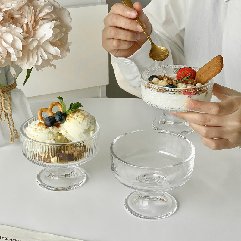 Ins Simple Glass Dessert Bowl Yogurt Cup Tall Ice Cream Bowl Cup Ice Cream Cup Ice Cream Cup Yogurt Cup