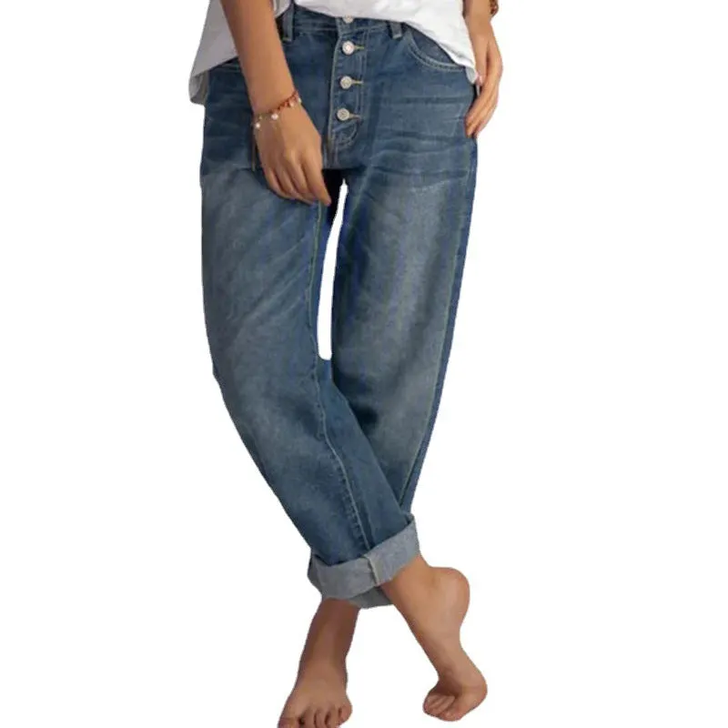 Brownm Leisure Cowboy Simple Thin Women's Denim Straight-leg Pants
