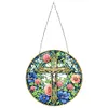 5D Diamond Painting Double Sided Effect  Stained Glass Panel Decorative Home Garden Decoration Hanging Kit(Cross)