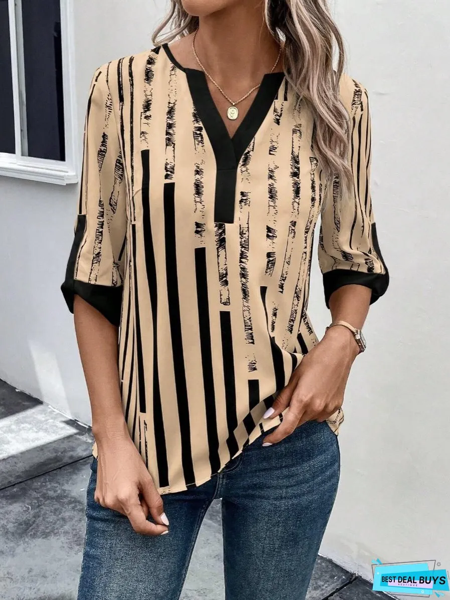 Color Block Floral Print Half Sleeve Shirt