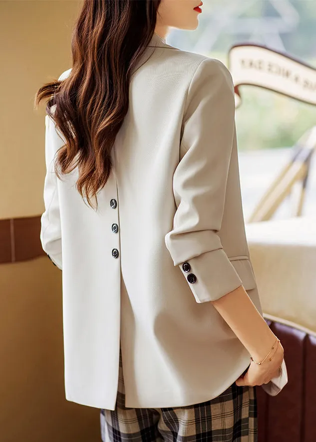 Chic Coffee Peter Pan Collar Pockets Button Suit Coat Fall