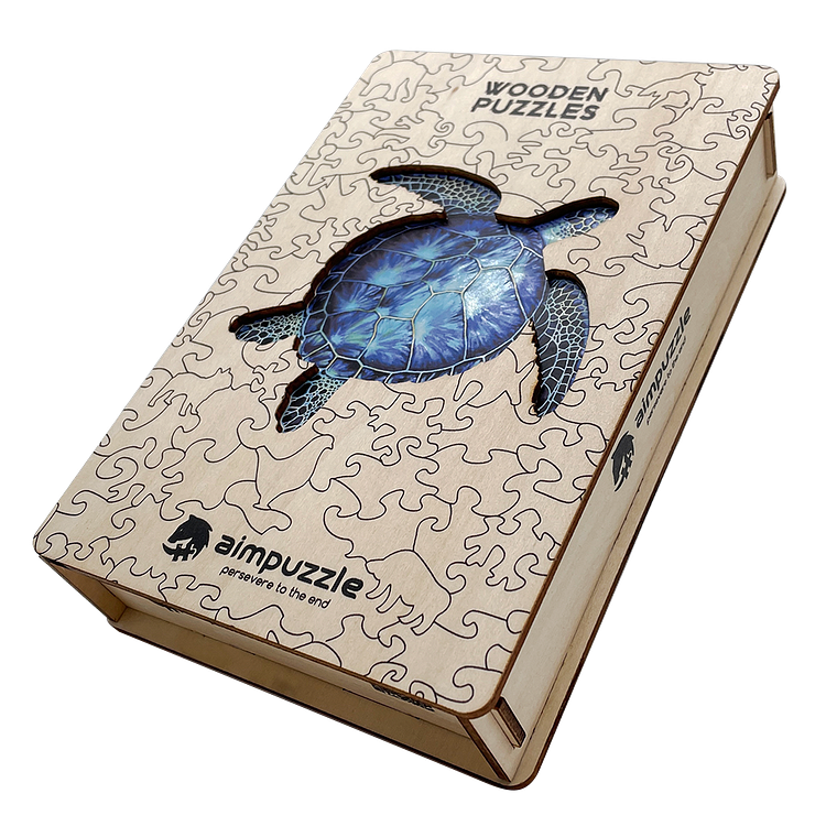 Blue Sea Turtle Wooden Jigsaw Puzzle