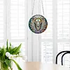 2pcs Diamond Painting 2D Flat Lion Pendant Decor for Home & Windows