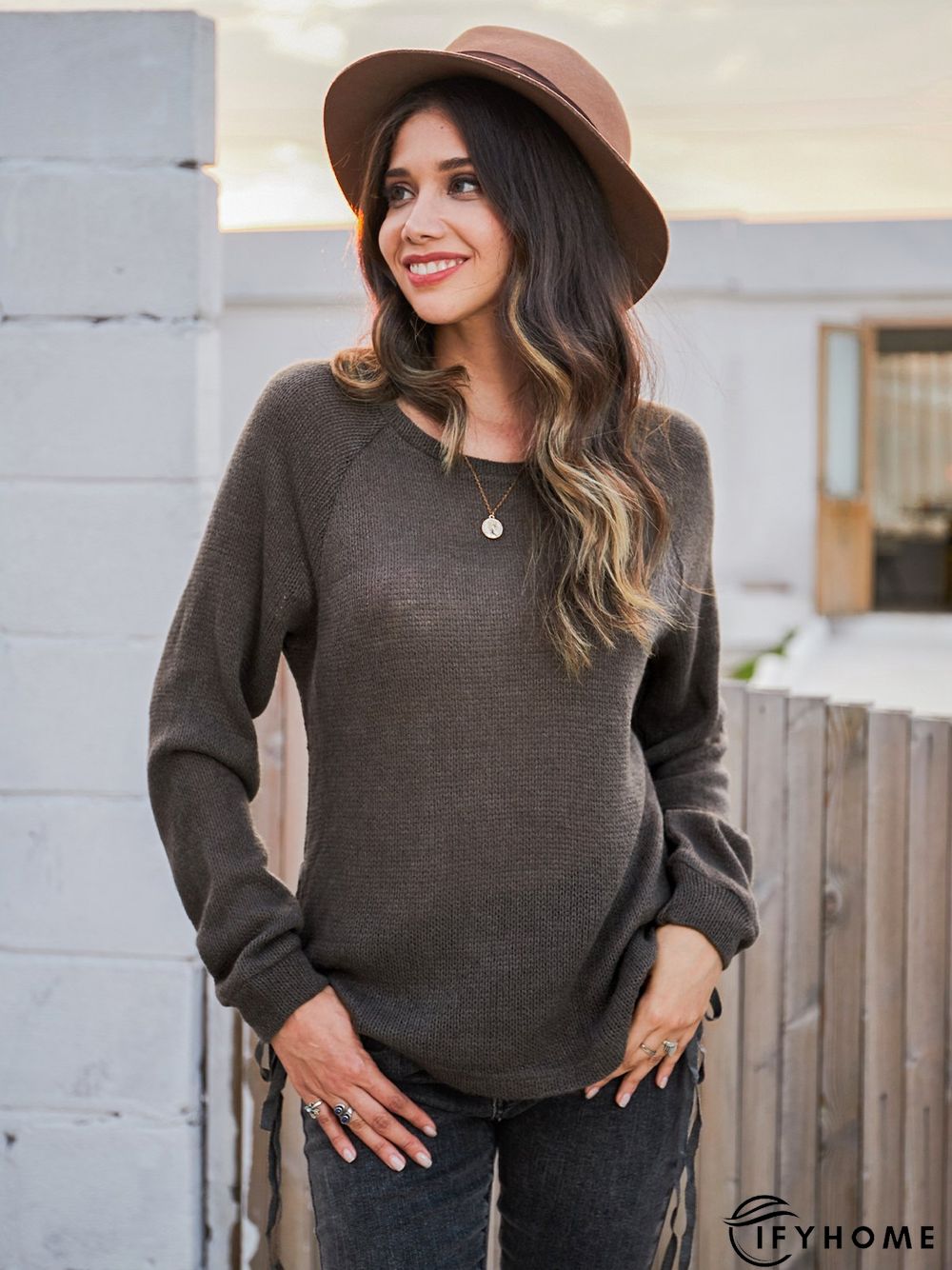 Holiday Long Sleeve Plain Crew Neck T-shirt | IFYHOME