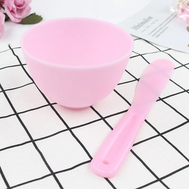 1set Portable DIY Mask Tools Non-toxic Silicone Bowl Brush Mud Stick Cup Spoon Kit Multi-functional Face Makeup Tools Durable