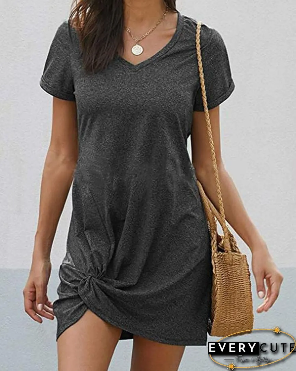 Space Dye Twist Hem Tee Dress