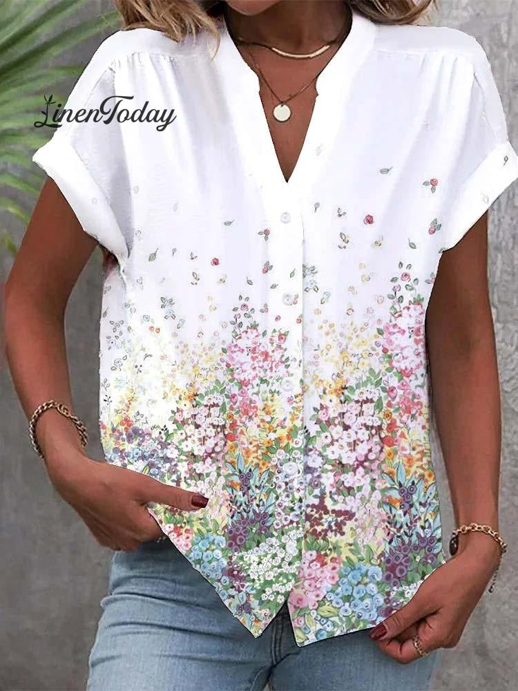 Women&rsquo;s Positioning Small Floral Print Casual Shirt Multicolor / S