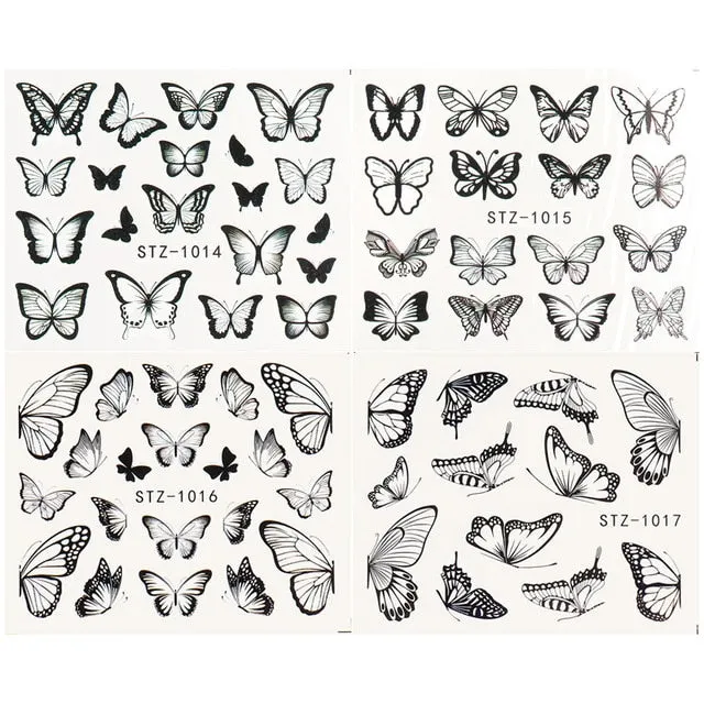 Nail Stickers 4Pcs/Set Water Transfer Multiple Colors Butterfly Designs Nail Decal Decoration Tips For Beauty Salons-Nail Inspo