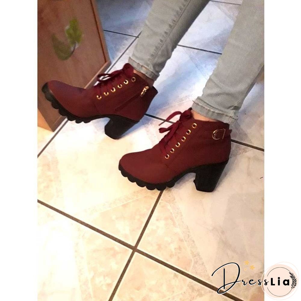 New Large Size Ladies Shoes Thick Heel Short Boots Botas De Mujer Ladies Boots Womens Shoes for Women