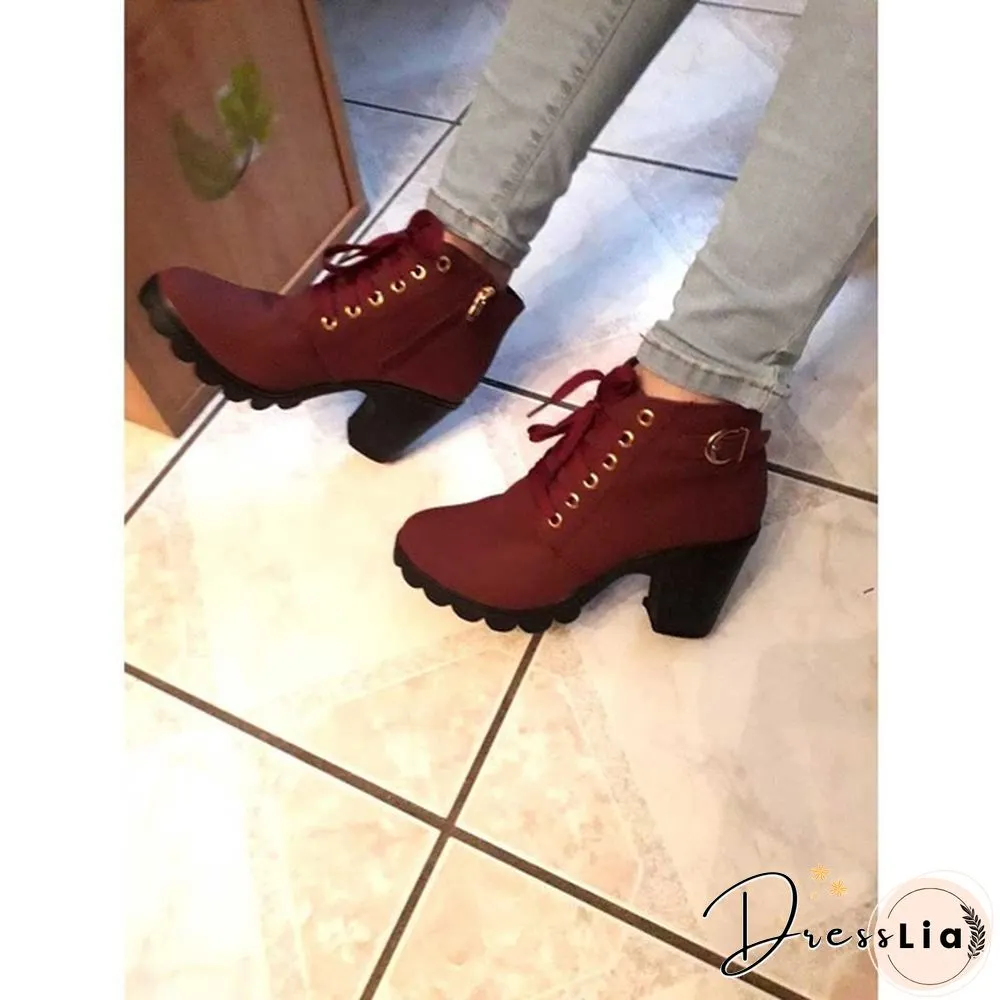 New Large Size Ladies Shoes Thick Heel Short Boots Botas De Mujer Ladies Boots Womens Shoes for Women