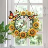 Diamond Painting Acrylic Sunflower Butterfly Clock for Home Wall Decor