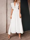 Solid Color Flared Sleeves Maxi Dress