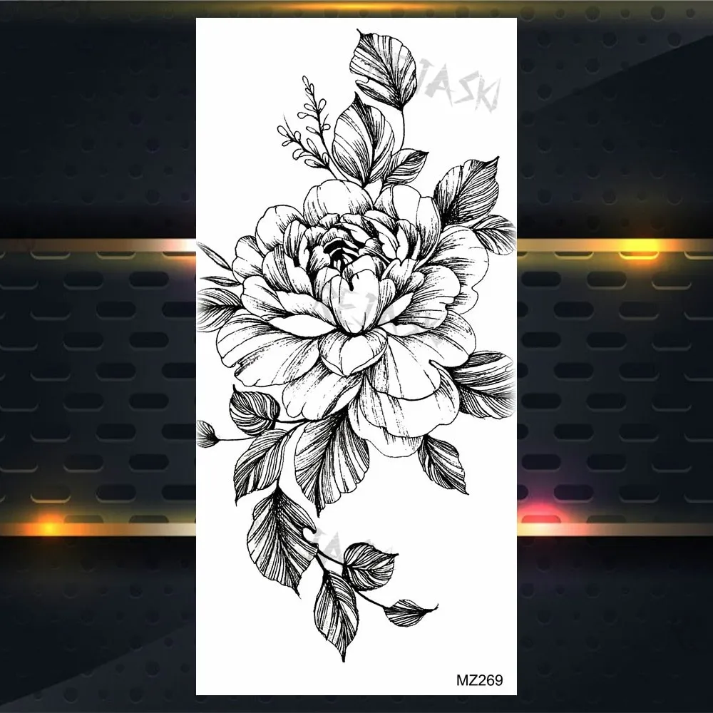 Sdrawing Rose Jewelry Water Transfer Tattoo Stickers Women Body Chest Art Temporary Tattoo Girl Waist Bracelet Flash Tatoos Flower