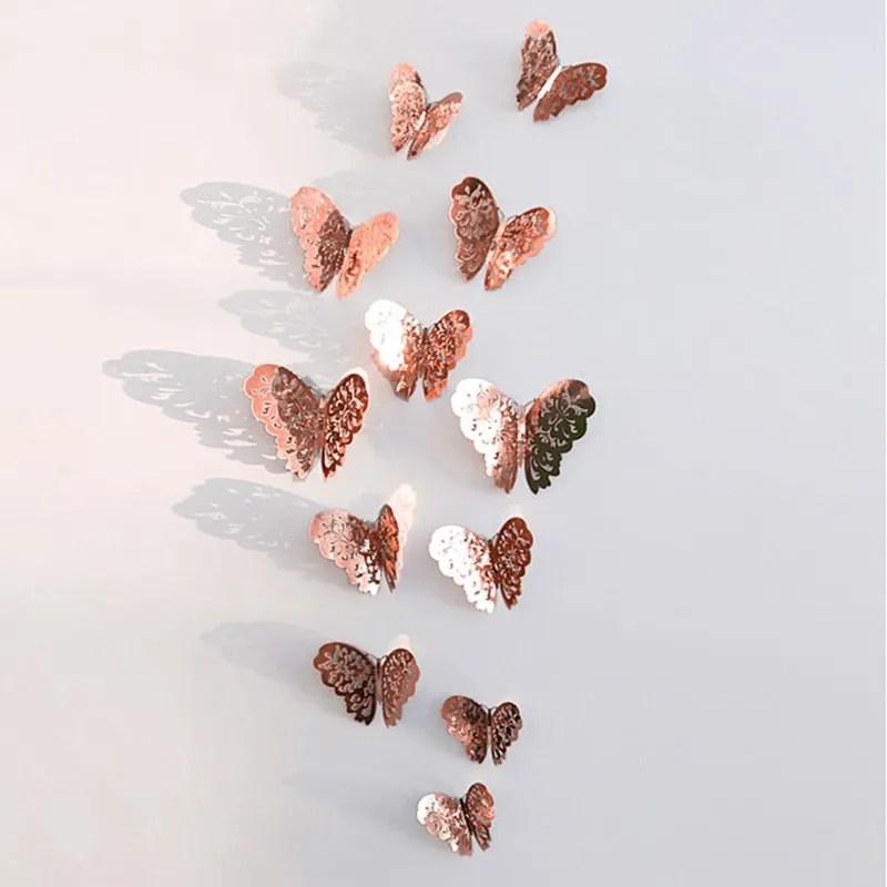 12Pcs 3D Hollow Butterfly Wall Sticker For Home Decoration DIY Wall Stickers For Kids Rooms Party Wedding Decor Butterfly Fridge