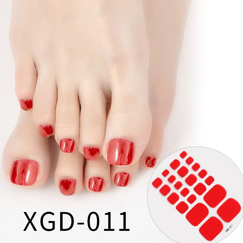 22tips Fashion Toe Nail Stickers/Strips Nail Art Fake Nails Stickers for Nails Toe Self-Adhesive Feet Stickers Drop Shipping