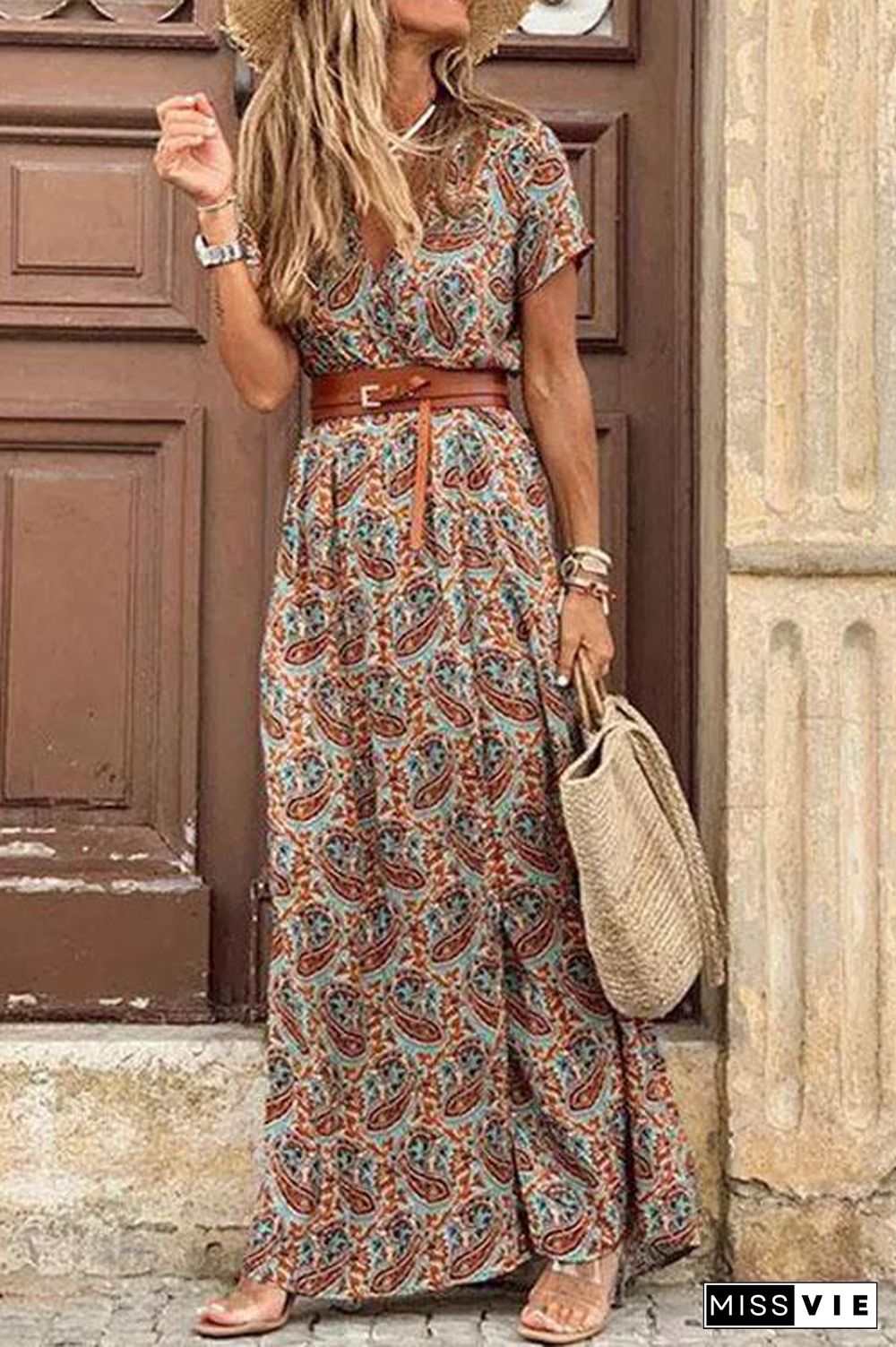 Boho Floral High Split Maxi Dress