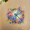 5D Diamond Painting Double Sided Effect  Stained Glass Panel Decorative Home Garden Decoration Hanging Kit(Dragonfly)