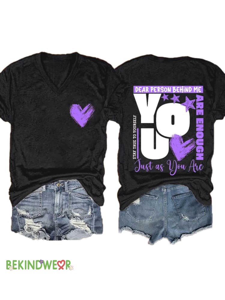 Women&rsquo;s You Are Enough Just As You Are V-neck Casual T-Shirt Black / S