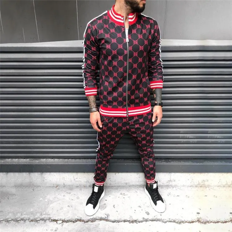 Men&prime;s Athletic Tracksuit Sweat Suits for Men Outfits Spring and Autumn Fashion Outdoor Leisure Men's Clothing Coat Trousers Sportswear