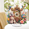 (US Local)Acrylic Special Shape Flower Bird Diamond Painting Clock Ornaments Kit
