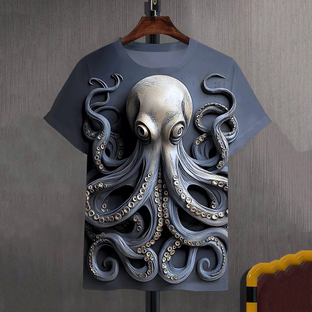 Men's 3d Octopus Graphic Print Casual T-shirt  artssus