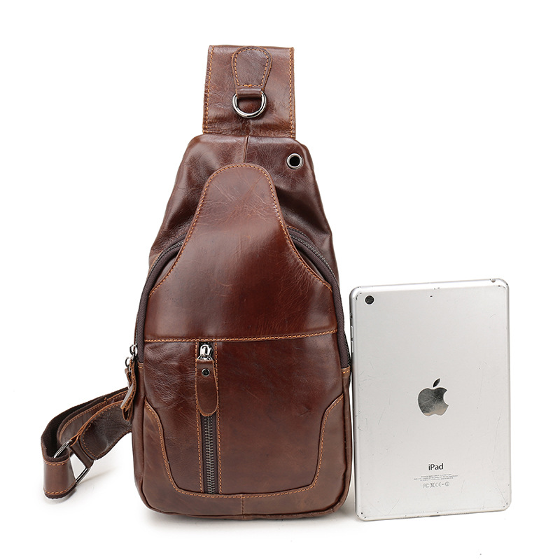 Vintage Soft Genuine Leather Chest Bag With Large Capacity