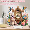 (US Local)Acrylic Special Shape Flower Bird Diamond Painting Clock Ornaments Kit