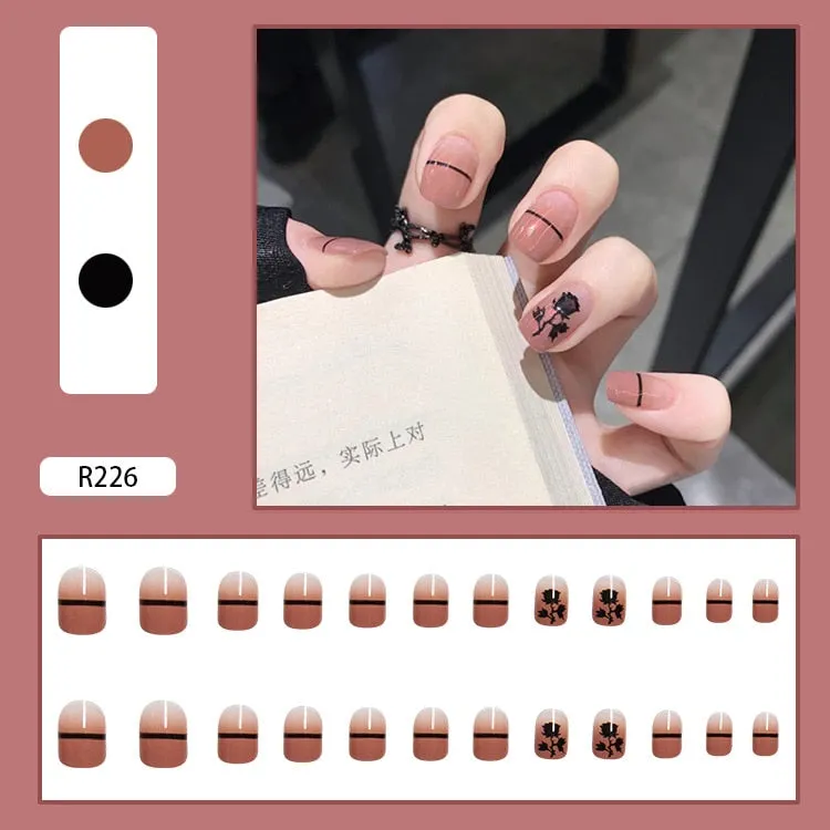 24pcs press on nails Butterfly Decoration Wear Long Paragraph Fashion Manicure Patch False Nails Save Time Wearable Jelly Nails-Nail Inspo