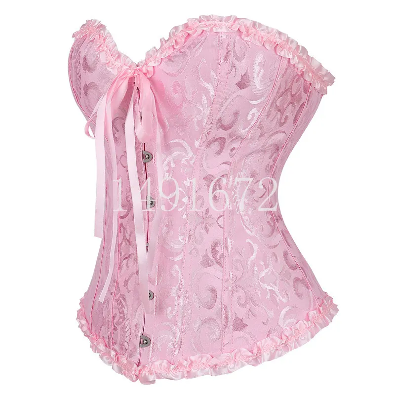 Billionm Sapubonva Corset Sexy Women's Plus Size Corsets and Bustiers Overbust Floral Gothic Brocade Corselet Clothing Top White Black