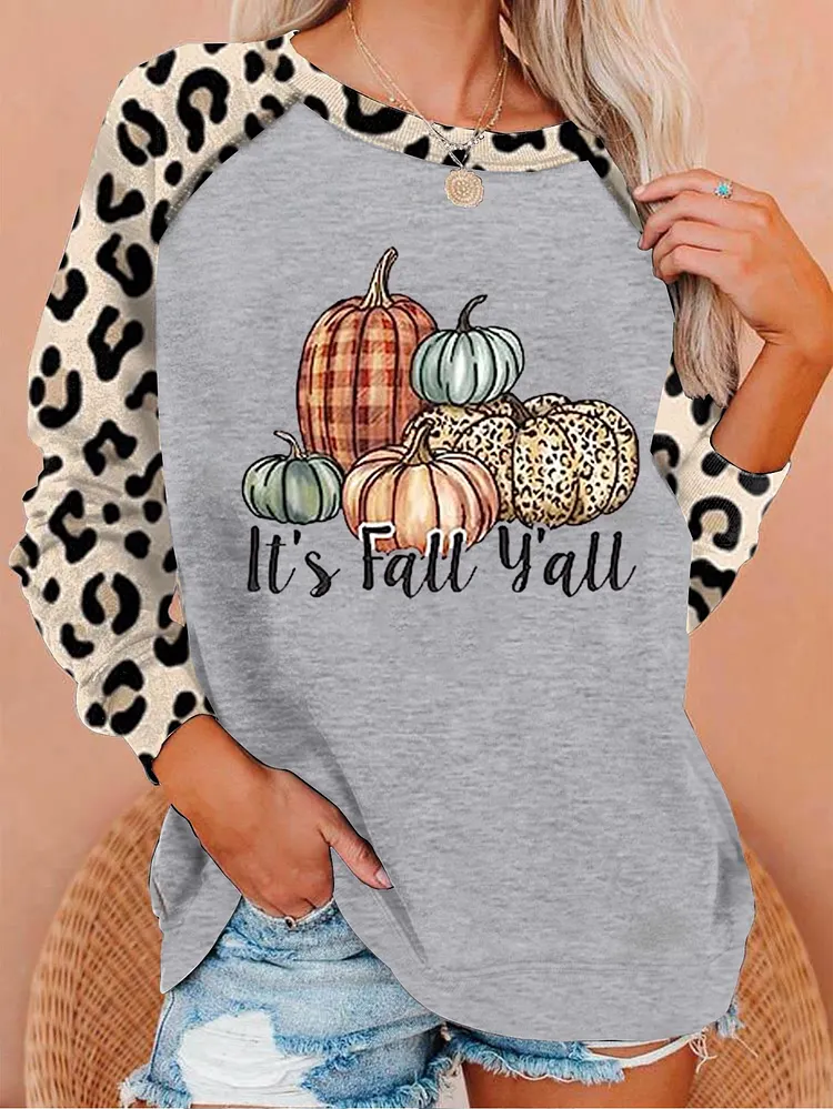 It'S Fall Y'All Halloween Pumpkin Print Sweatshirt