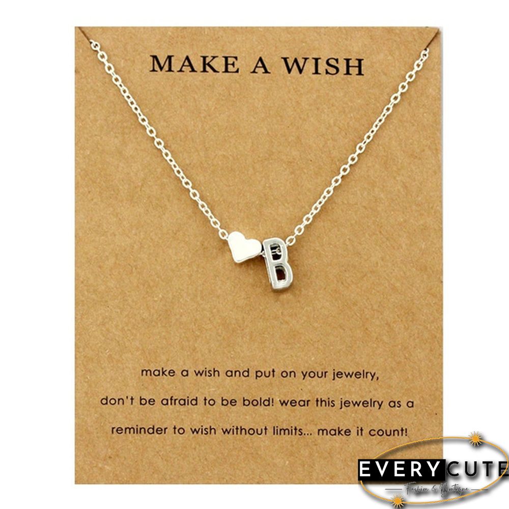 Fashion 26 Letters Sweater Chain Necklace Tiny Love Heart Pendants for Women Collier Lovers Gift Choker Necklace Pendant Gifts Jewelry Friendship Gifts